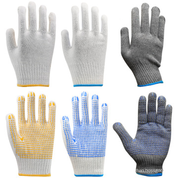 7 Калибровую хлопчатобумажную/полиэфирные струнные перчатки ПВХ пунктистые перчатки